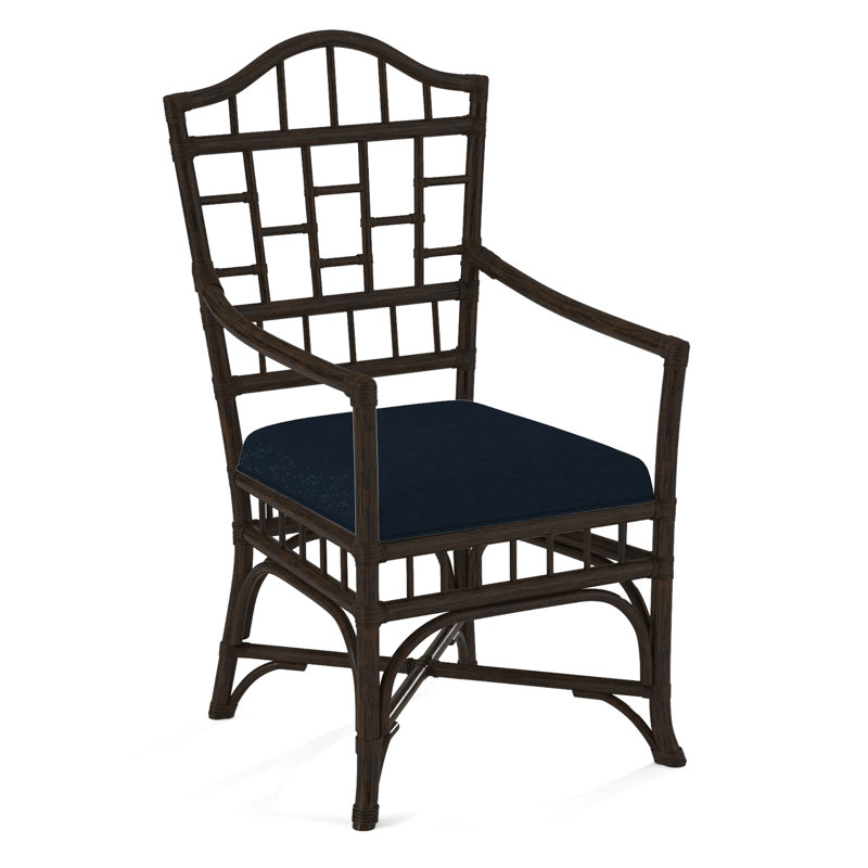Chippendale Upholstered Arm Chair, Java, White Sugar Performance; 0863-91
