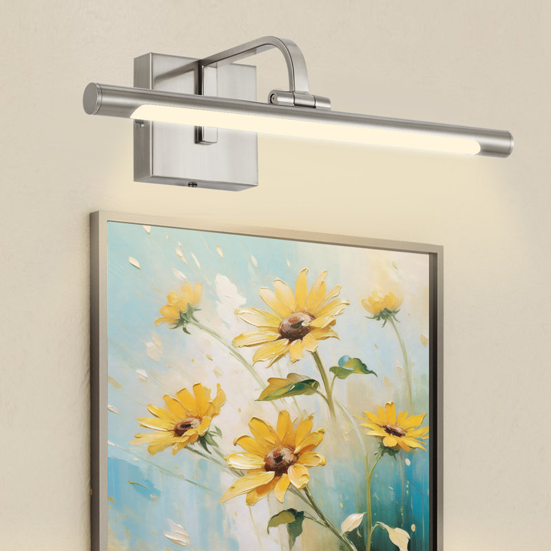 1-Light Dimmable LED Picture Light 3000K/4000K/5000K Adjustable, 640 Lumens, Brushed Nickel, 4.33" H x 16" W x 8.26" D
