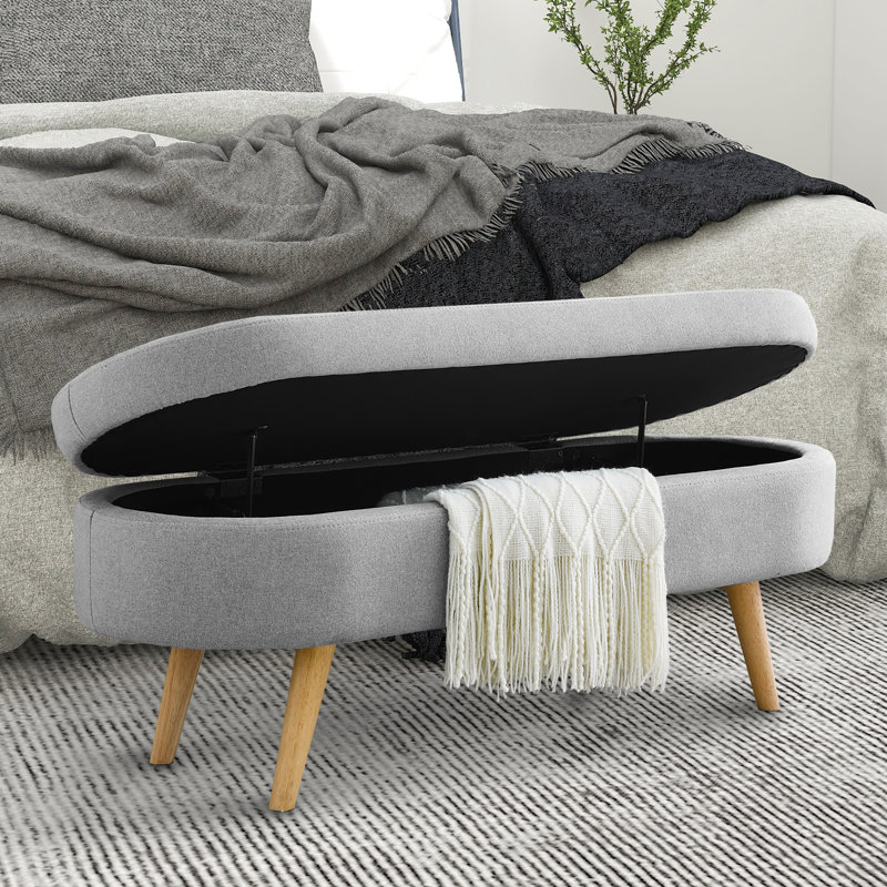 Kiia Linen Upholstered Storage Bench