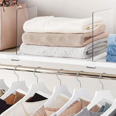 12 Pack Clear Acrylic Shelf Dividers for Closet Shelf Organizer of Bedroom