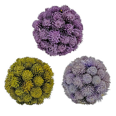 Arvizu Handmade Natural & Preserved Topiary Balls – Decorative Bowl Filler Orbs In Green & Purple – Botanical Accent Set Of 3