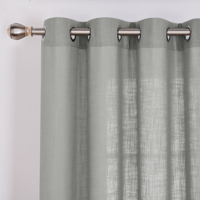 Gray Sheer Polyester Grommet Window Panels, 52" x 84"