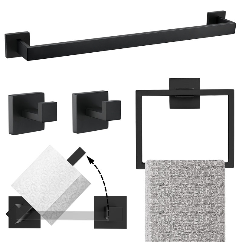 Ensemble de quincaillerie de salle de bain 5 pièces, Noir mat