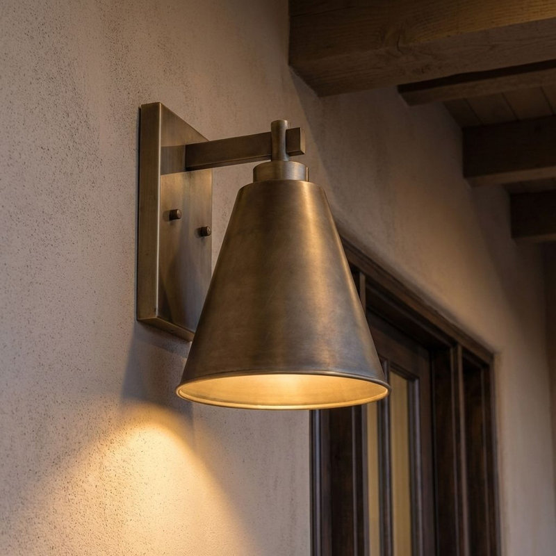 Nyquist 1-Light Outdoor Wall Lantern in Atlas in Bronze, Bronze, 9" H x 6" W x 6" D