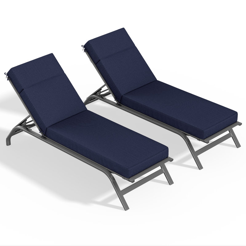 Outdoor Chaise Lounge Cushion – Weather-Resistant, Reversible, Plush Comfort, 21" W x 72" D, Navy