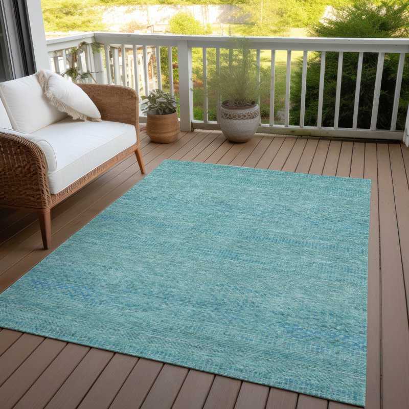 Tapis d'intérieur / extérieur bleu sarcelle Viviennea, 8' x 10'