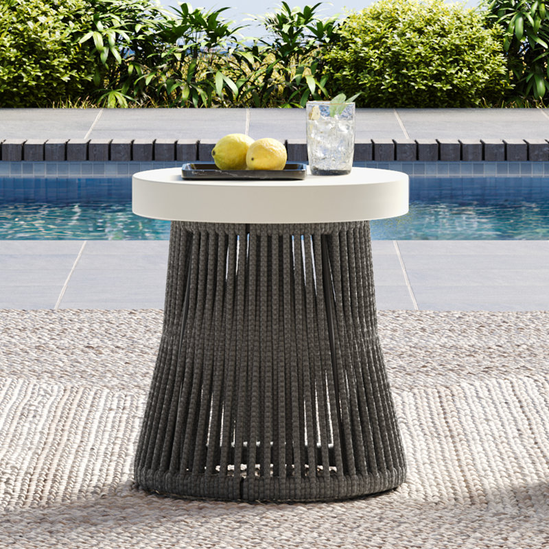 Table d'appoint ronde d'extérieur Jadai, Gris