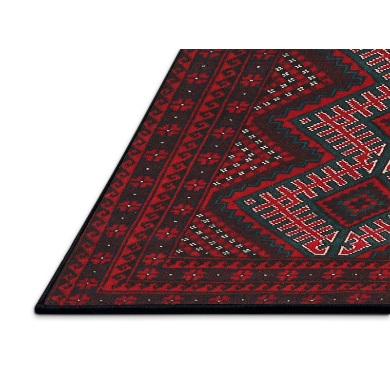 Tapis rouge/brun/beige traditionnel Girault, Rectangle 8 pi x 12 pi
