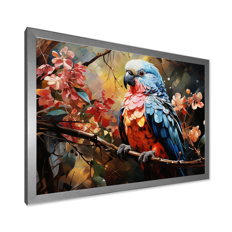 Perroquets, pays des rêves, impression sur toile, H 24 po x l 32 po x P 1 po, Cadre photo argenté