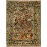 1950s Beige Floral Animal Vintage Silk Turkish Hereke Rug Handknotted Wool Carpet 2'0" x 3'0" Area Rug