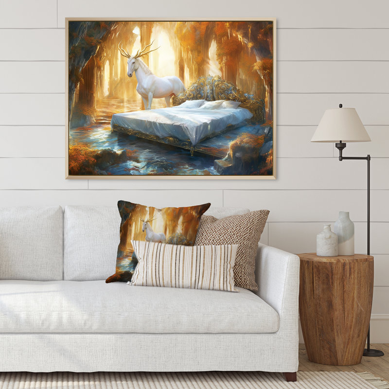 «Sleeping With The Unicorns I», reproduction sur toile, H 24 po x l 32 po, Cadre photo blanc