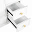 Meuble-lavabo de 35,6 po, style Mid-Century, autoportant, finition peinte, grand espace de rangement, lavabo profond, tablettes réglables, surface d'usure intégrée White Century, blanc, facile à installer