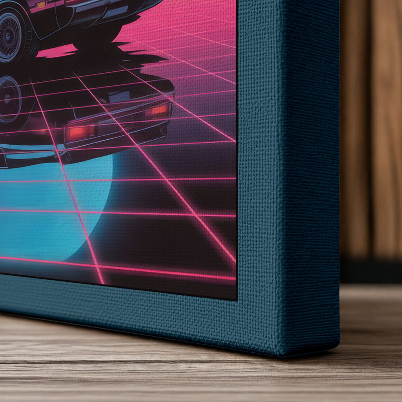 Neon Dreams Retro - Wrapped Canvas, 24x16 - 61.0 x 40.6 cm, Teal Border