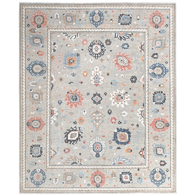 Tapis beige et gris noué à la main de haute qualité