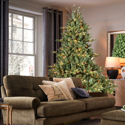 Full-Shape Christmas Tree With Ul Lights – Pe/Pvc Mixed Branches, Wide Base For Spacious Areas, Hinged Structure, Stable Metal Stand