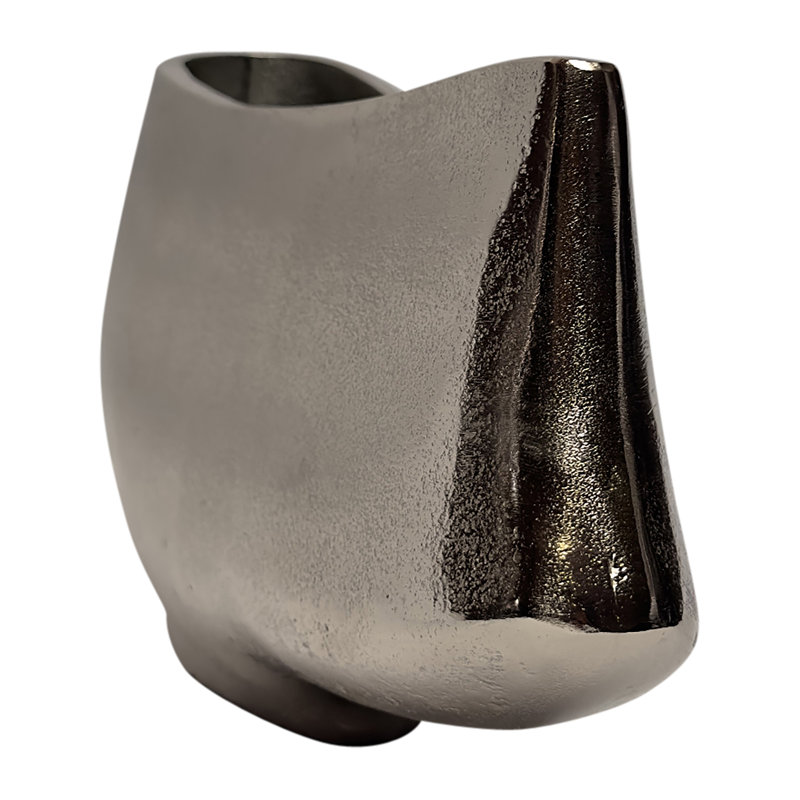 Pico Handmade Aluminum Table Vase, 7" H x 14" W x 5" D, Silver