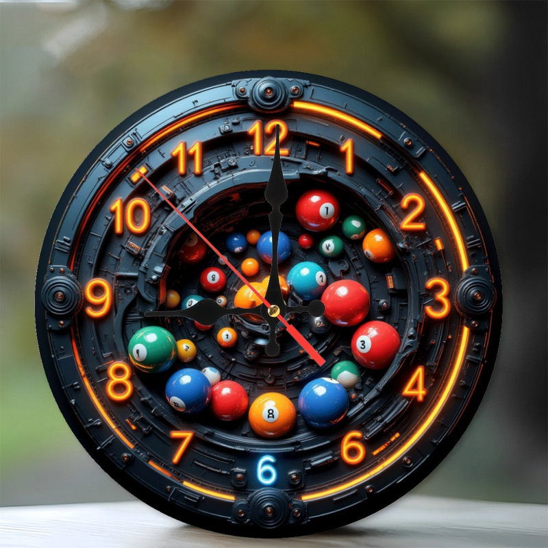 Horloge de boules de billard colorées