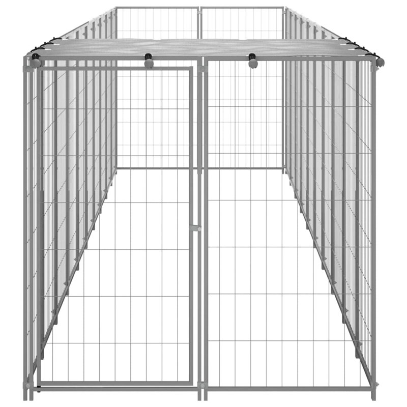 Pierce 43.31cm H Metal Yard Kennel With Door, Silver
