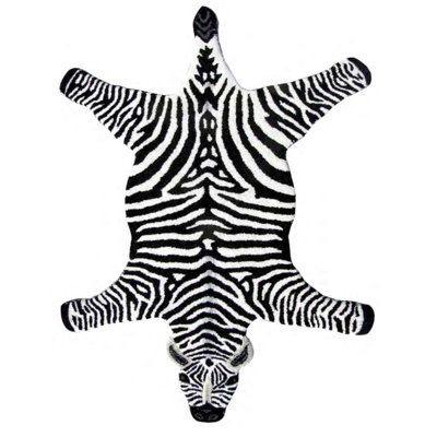Eula Animals Zebra Flatweave Wool Black Rug