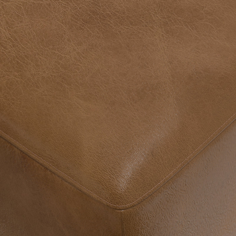 Rex 5 - Piece Modular Genuine Leather Sectional with Ottoman, Caramel Brown, Left Hand Facing