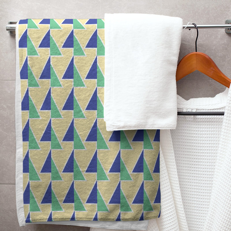 Serviette de bain Jordao, Bleu / Jaune / Vert