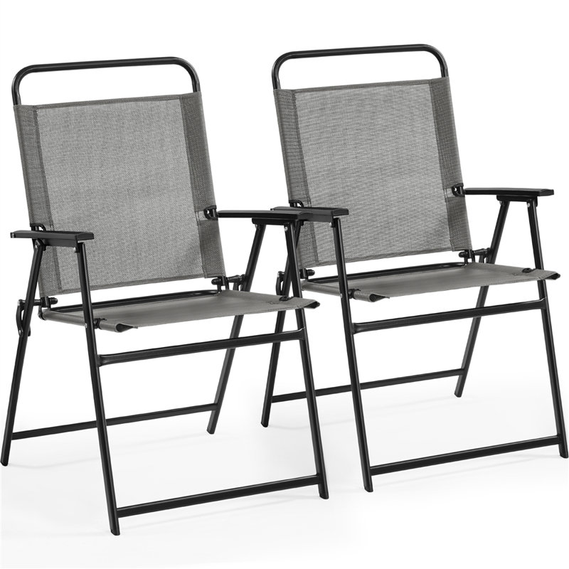 Folding Patio Dining Armchair, Grey, 2