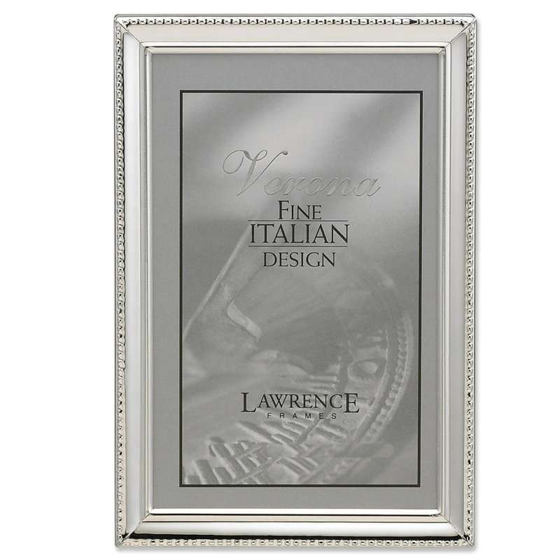 Cadre photo Saancerton, Plaqué d'argent poli avec bordure de perles, 8 po x 12 po