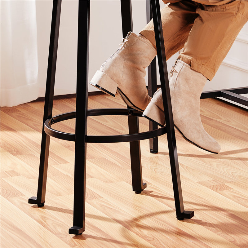 Khadijah Counter Stool with Metal Frame, Rustic Brown, Counter Stool (24” Seat Height)