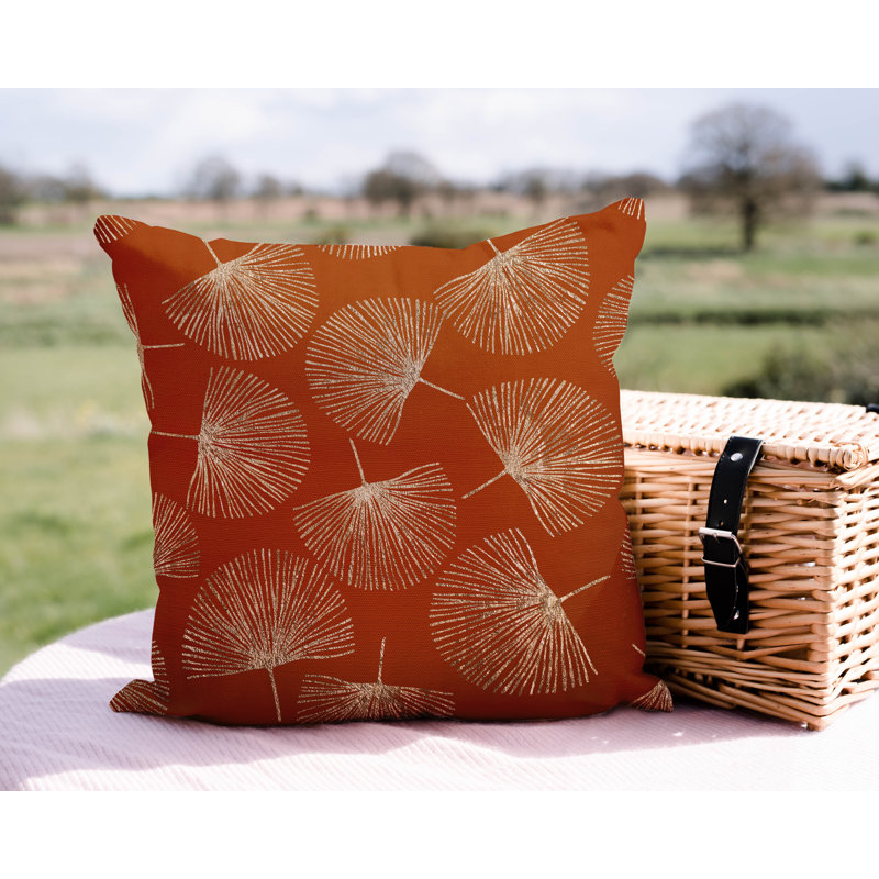 Coussin intérieur / extérieur Joba Dandilion, L 19 po x H 19 po, Orange / doré