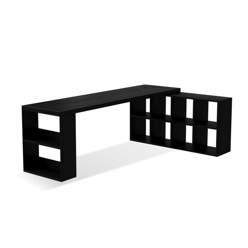 Bureau rectangulaire en bois massif noir, H 29,53 po x l 78,74 po x P 23,62 po, Retour à droite