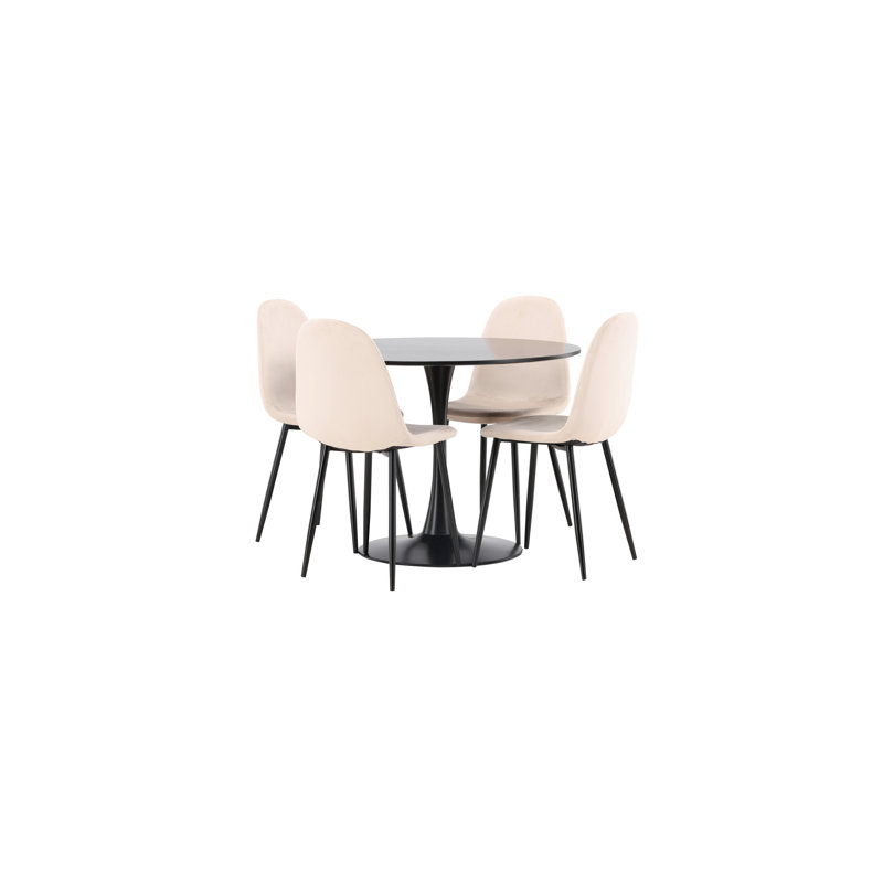 Thacker 4 - Person Dining Set, Beige, Beige