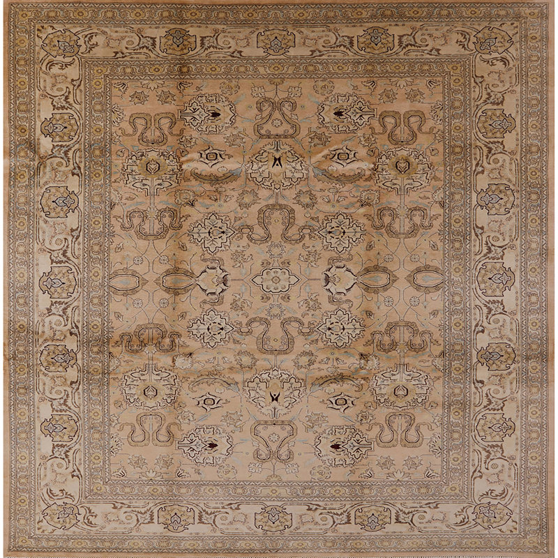 Tapis oriental beige / brun clair, Carré 8 pi
