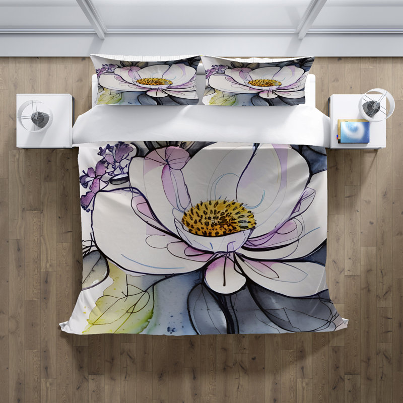 Polyester Floral Duvet Cover, King Duvet Cover + 2 King Shams