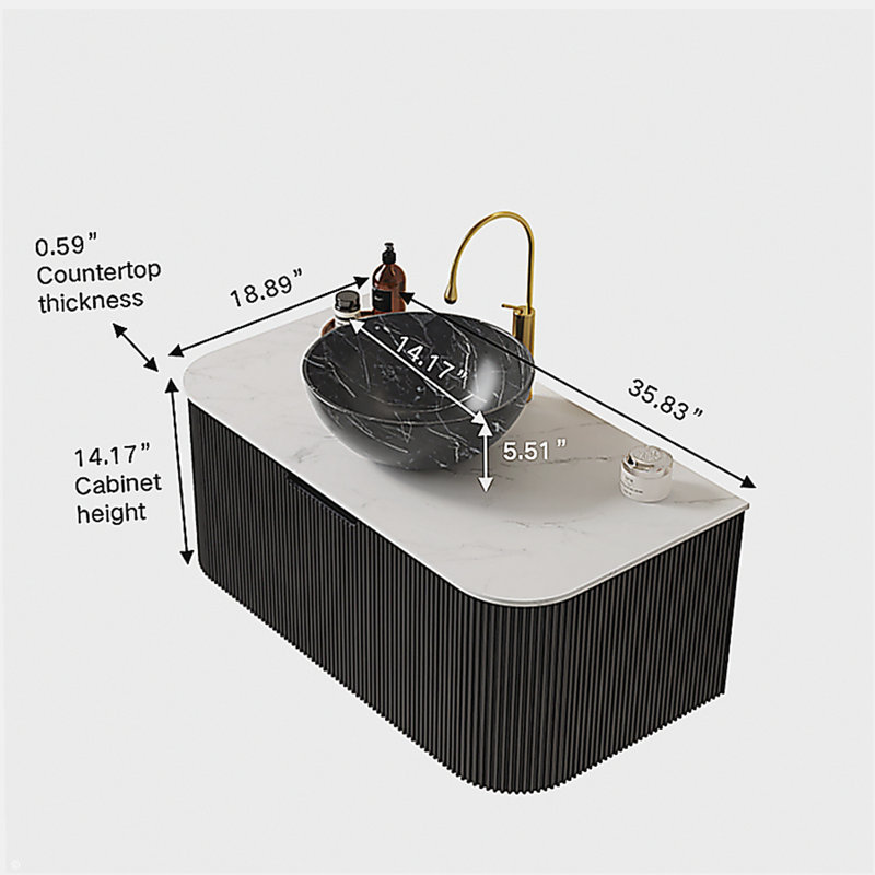 Meuble-lavabo mural 36 po avec lavabo Dina, 36"