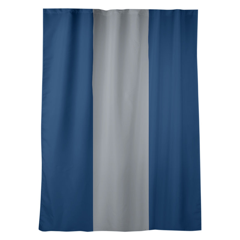 Room Darkening Curtain Single Panel, National Hockey Navy Blue/Silver/Navy Blue