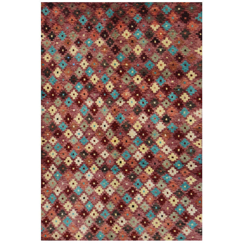 Rectangle 120 cm x 196 cm Geometric Hand Knotted Area Rug