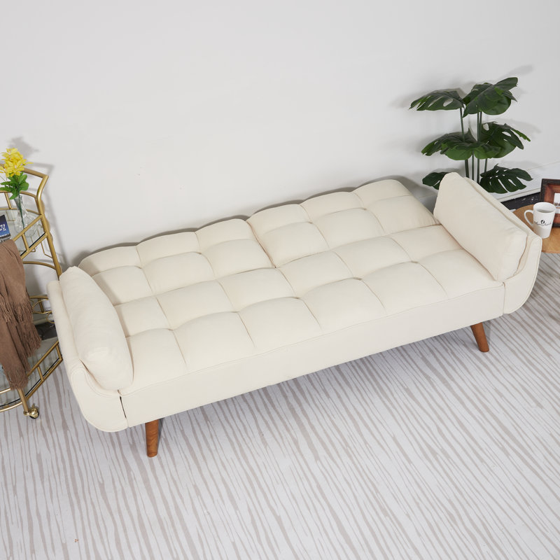 Canapé futon 75,4 "convertible en lin moderne, canapé-lit confortable, Beige