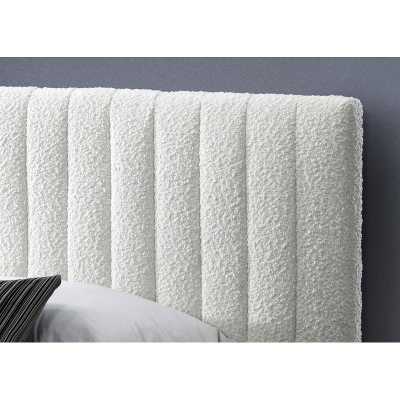 Lit plateforme tapissier Julia, Grand, Boucle blanc