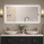 Miroir de salle de bain 24 po x 48 po à DEL avec antibrouillard, miroir mural à intensité variable 3 couleurs, à suspendre horizontalement ou verticalement