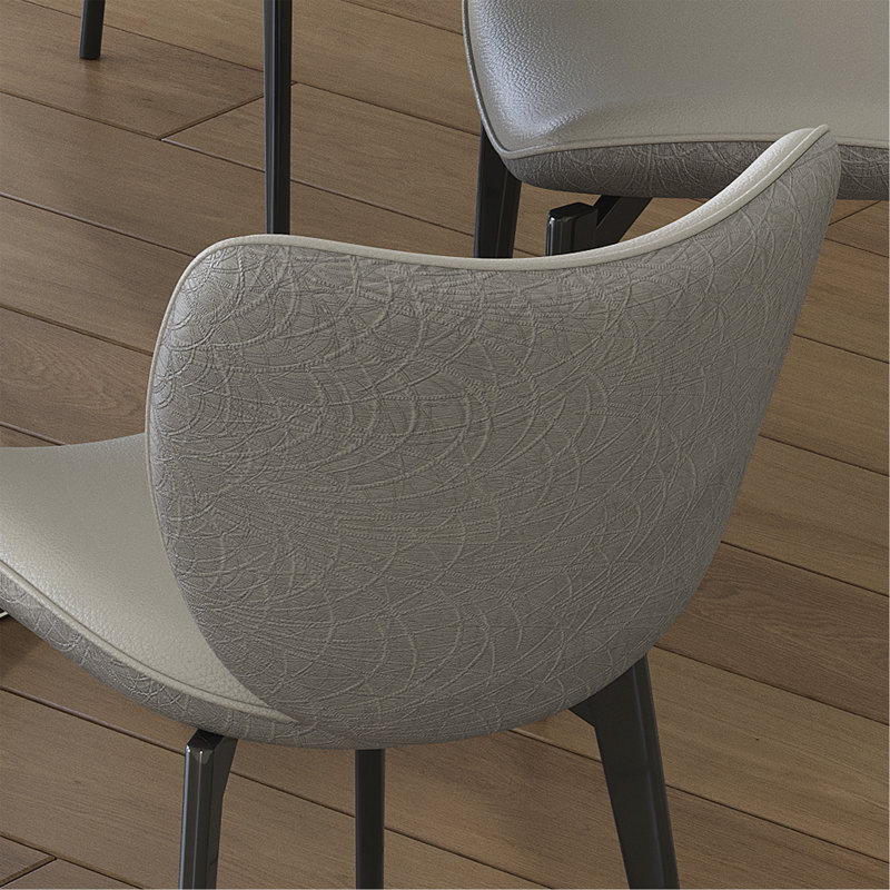 Ensemble de 2 chaises de salle à manger, chaises de maison de conception moderne, chaises en métal et cuir gris