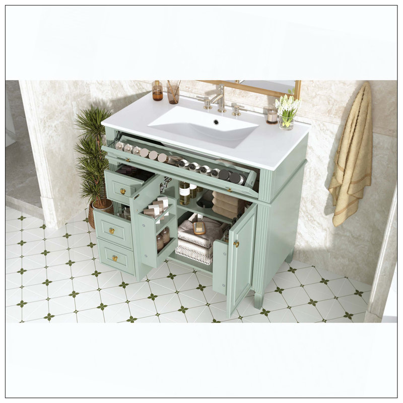 Portes de meuble-lavabo avec tiroir escamotable Modern, Green