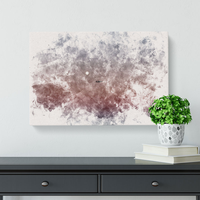 Airplane Passing The Moon - Wrapped Canvas, 35cm H x 50cm W x 3cm D