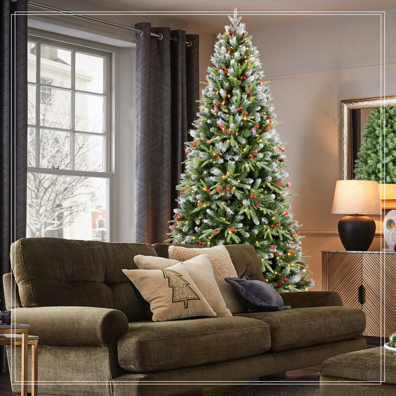 Arbre de Noël 7 pi avec 450 lumières DEL blanc chaud, 7"