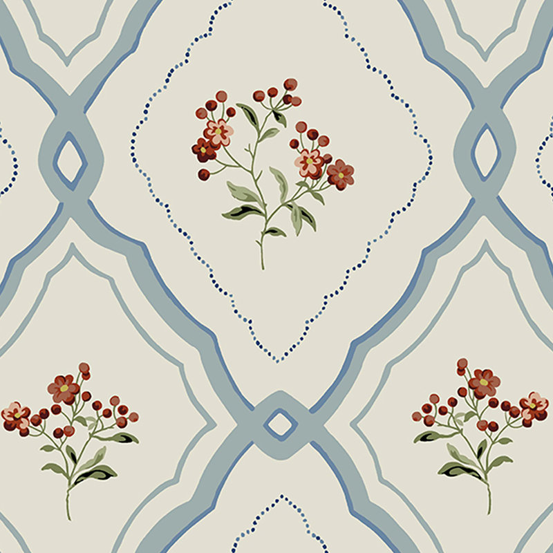 Laura Ashley Pinford Trellis Pale Seaspray Blue Removable Wallpaper