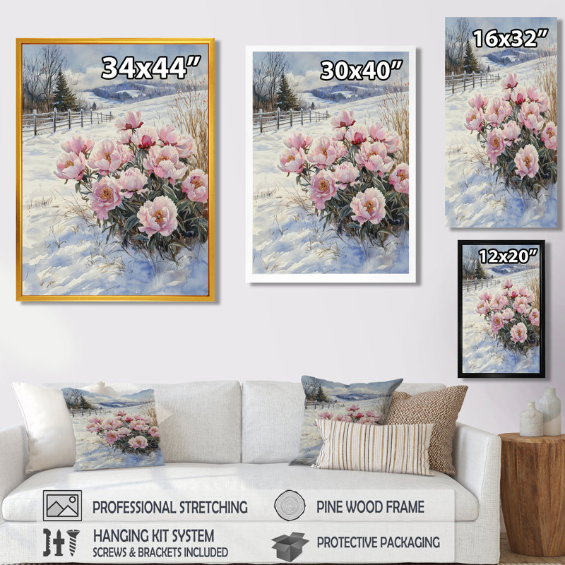 Hartland - art mural floral, H 32 po x l 24 po, Noir, Reproduction encadrée d'une seule photo