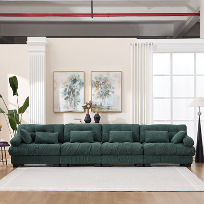 Canapé modulaire modulaire Cloud, canapé modulaire moderne, canapé modulaire à assise profonde avec accoudoirs ronds 6 coussins, canapé confortable en flanelle 4 places