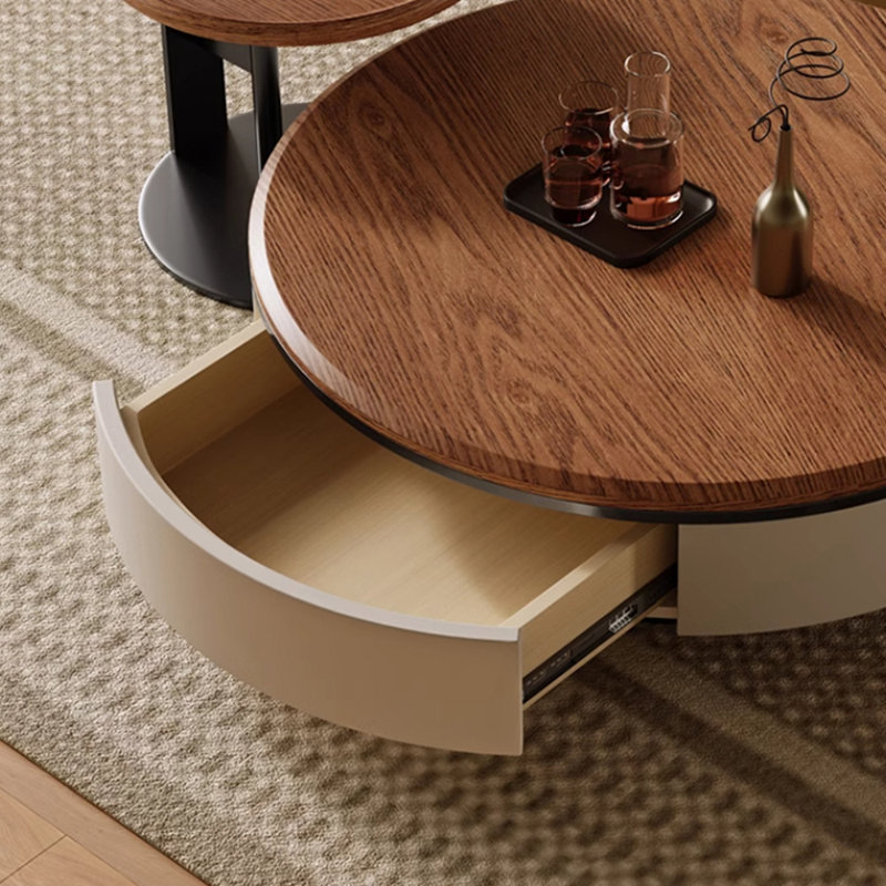 Solid wood round simple retro style tea table