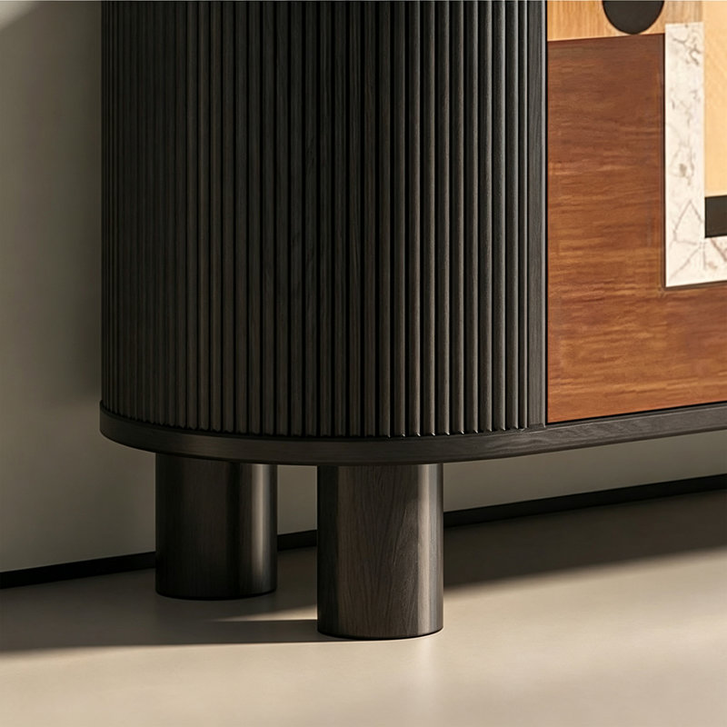 Pinhua Wood Veneer Rounded Buffet Table