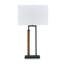 Ensemble de 2 lampes de table, base courbée en bronze câblé, abat-jour en tissu blanc