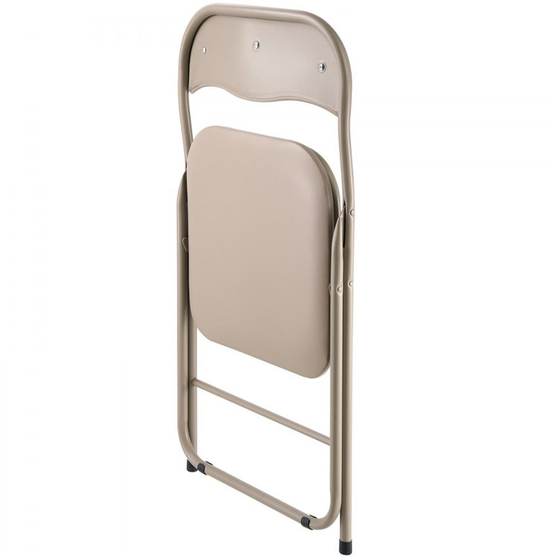 Chaises pliantes portatives en cuir avec coussin rembourré kaki